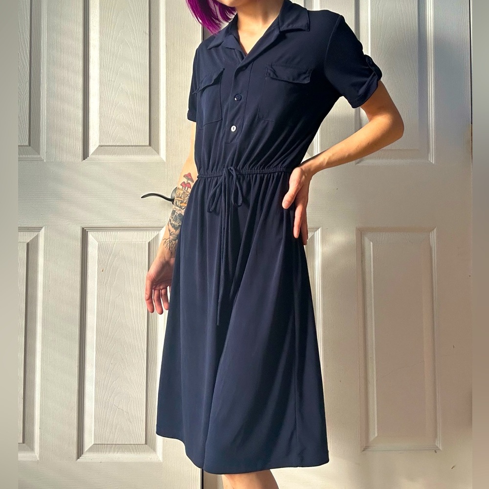 petite dark blue dress